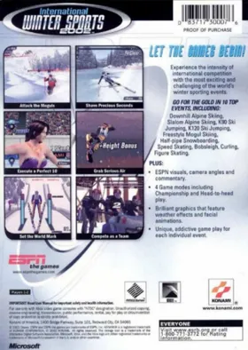 ESPN International Winter Sports 2002 (USA) box cover back